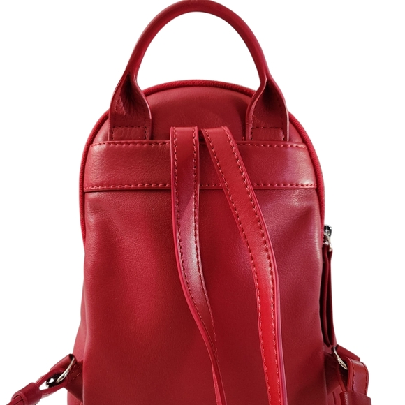 THE TREND Mini leather backpack with double compartment red - Picture 4 of 16